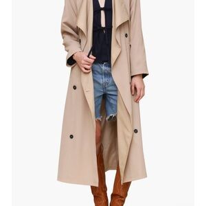 Avec Les Filles Waterfall Drape Front Double Breasted Trench Coat M